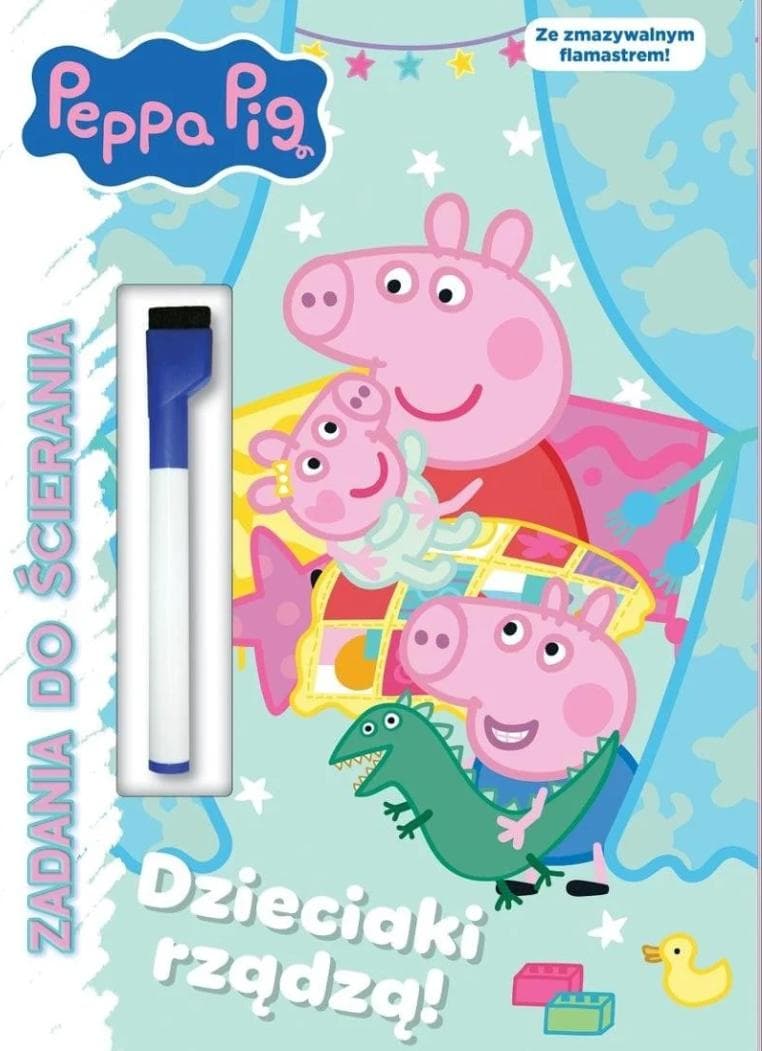 Świnka Peppa. Książka edukacyjna dla dzieci. Zadania do ścierania