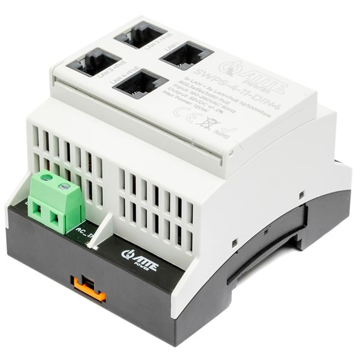 Switch PoE 4-portowy z zasilaczem na szynę DIN