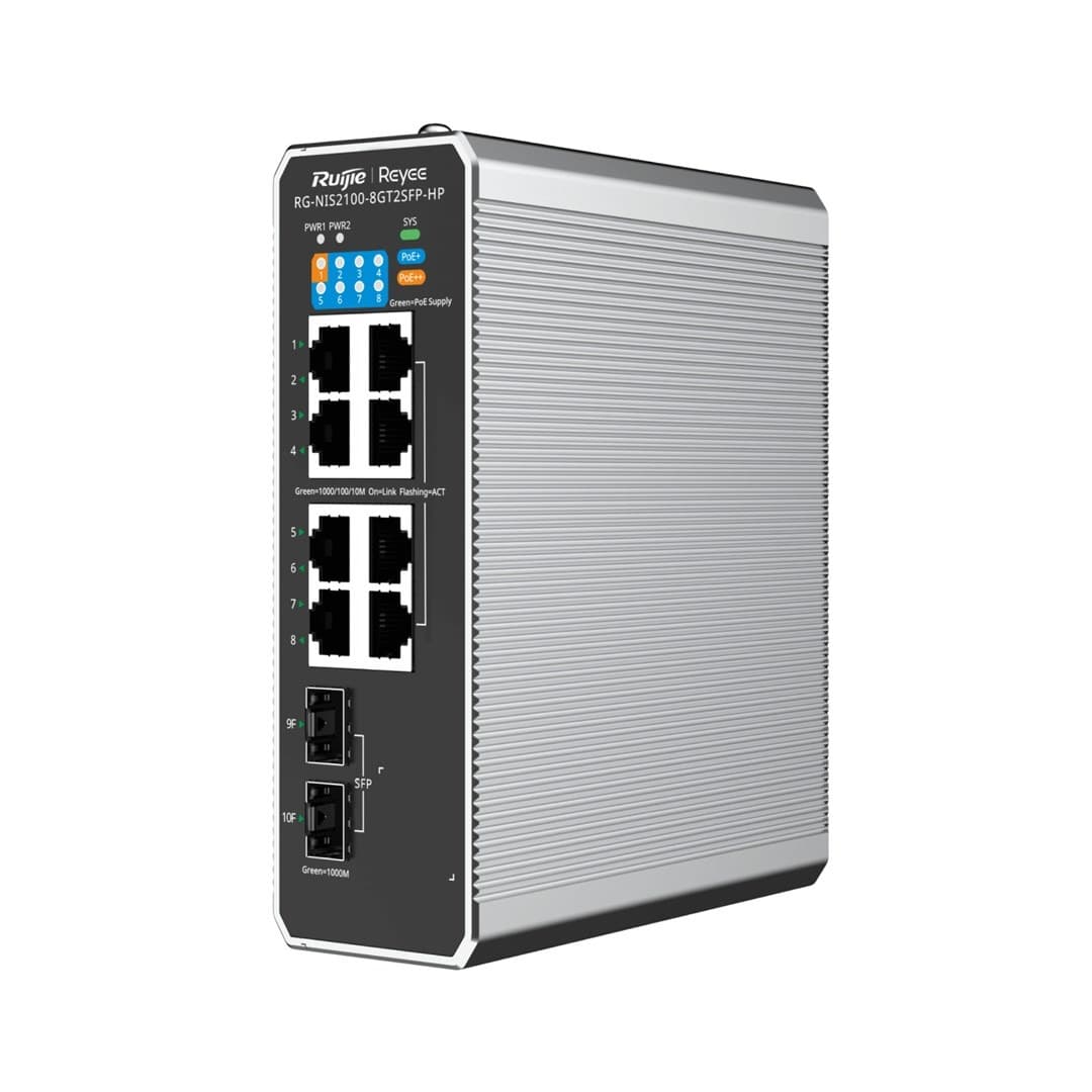SWITCH PRZEMYSŁOWY POE RG-NIS2100-8GT2SFP-HP 8-PORTOWY SFP REYEE