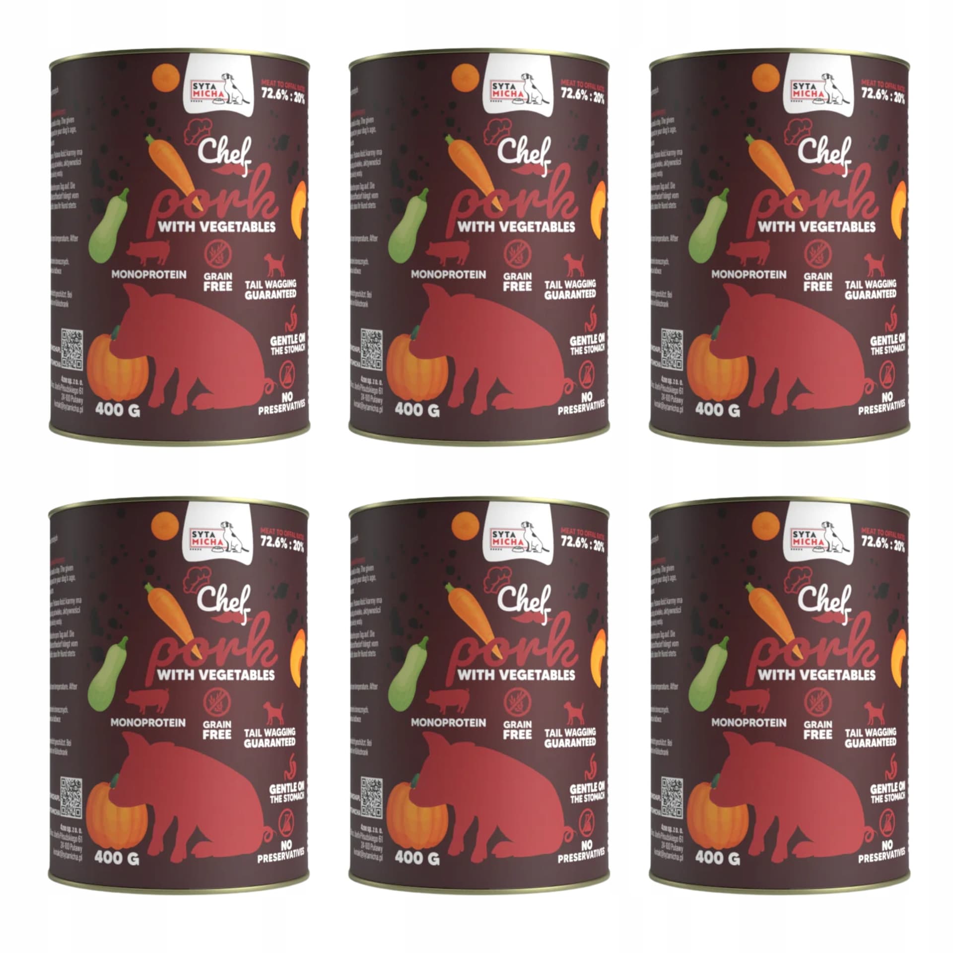 Syta Micha CHEF Wieprzowina z warzywami Karma mokra dla psa 400 g