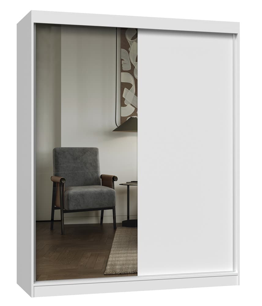 Szafa Przesuwna IGA 160 A/B biała z lustrem 200x160x61 cm