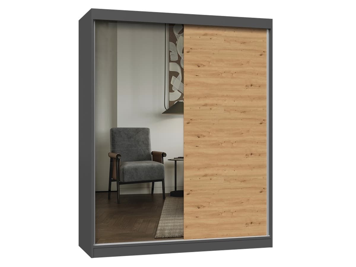 Szafa Iga 160 A/B antracyt / dąb artisan 1 x lustro do sypialni przedpokoju
