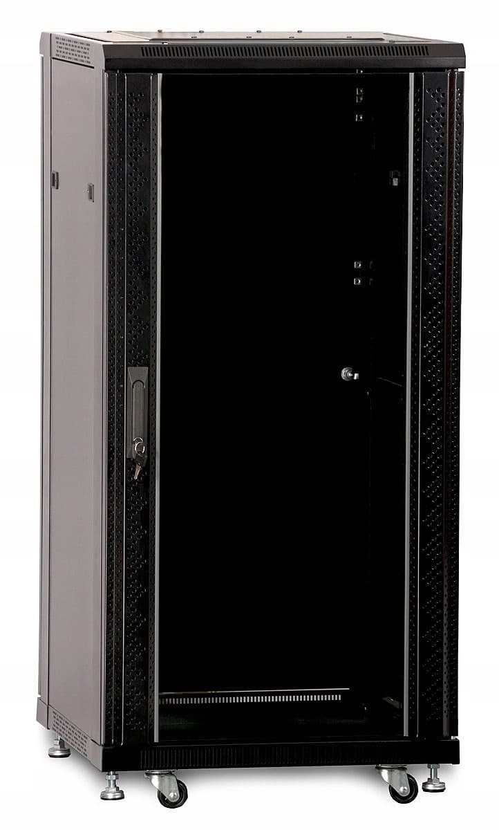 Szafa Rack Stojąca 19" 24U 600x800 Czarna Perforowane Drzwi Lanberg (FLAT PACK) V2