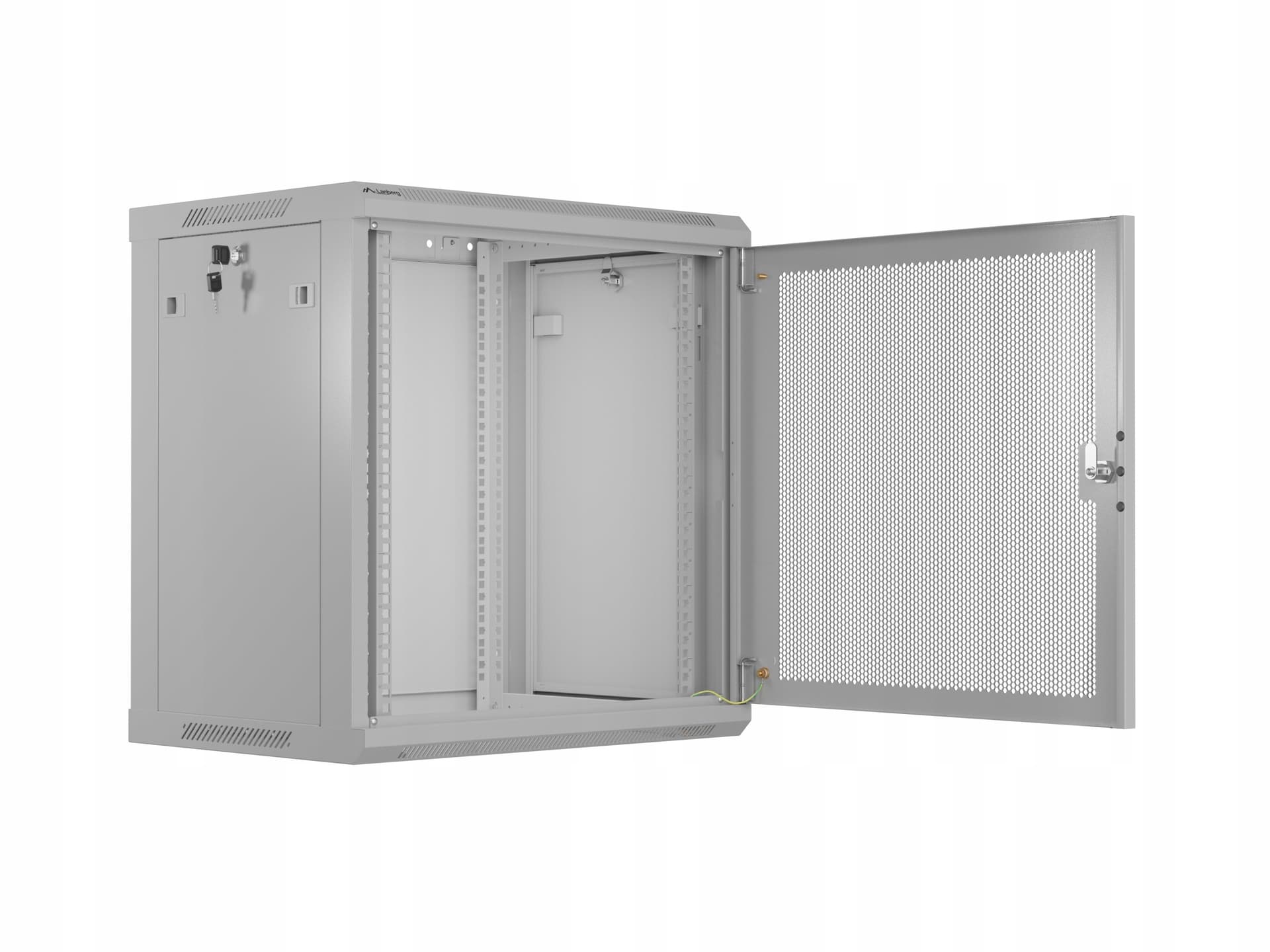 Szafa RACK wisząca 19" 12U 600x450 szara Lanberg, drzwi perforowane (flat pack)