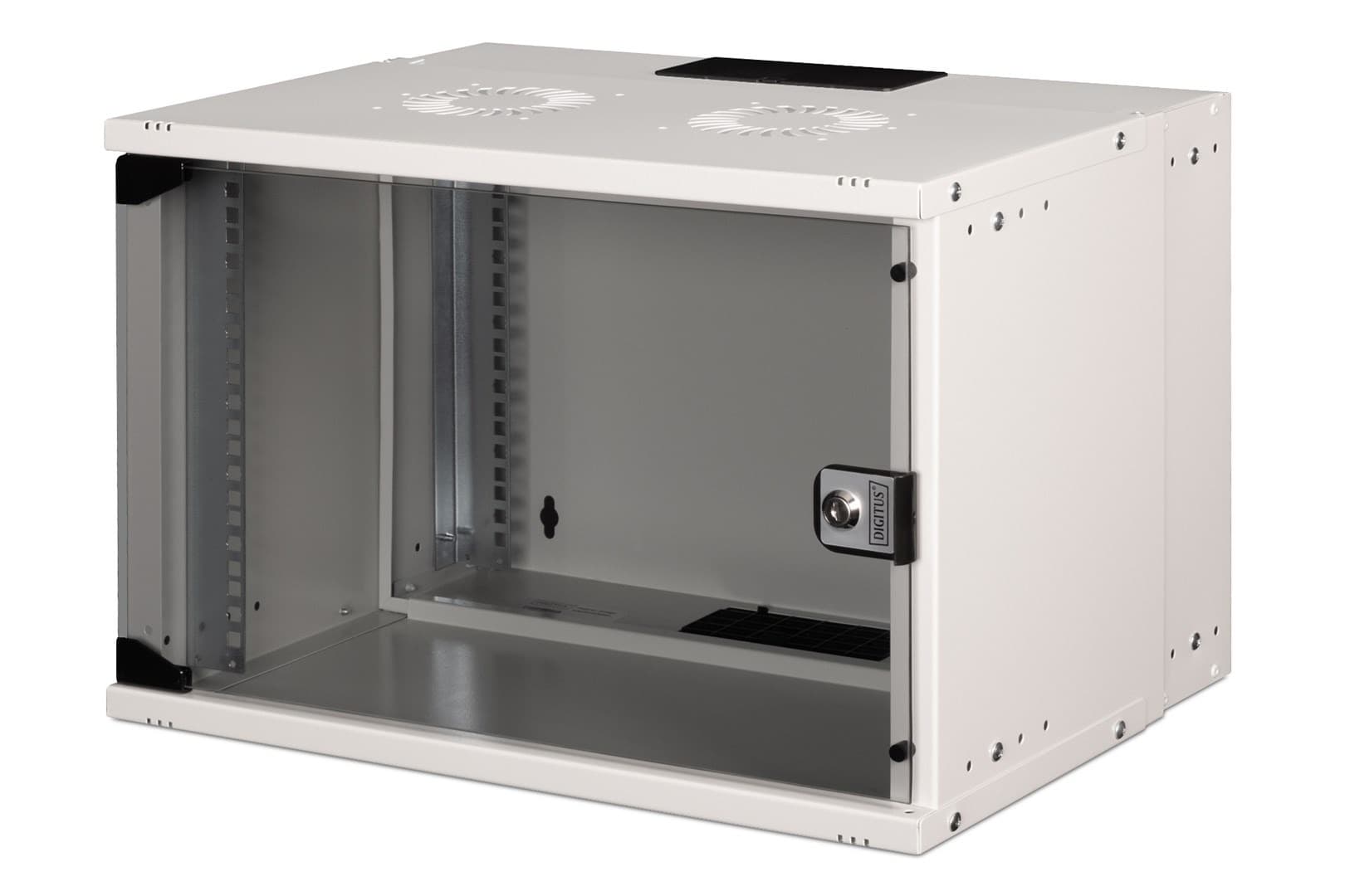 Szafa sieciowa wisząca 19" 7U SOHO PRO 370x540x400 mm, drzwi szklane, szara, niezłożona, udźwig 60kg