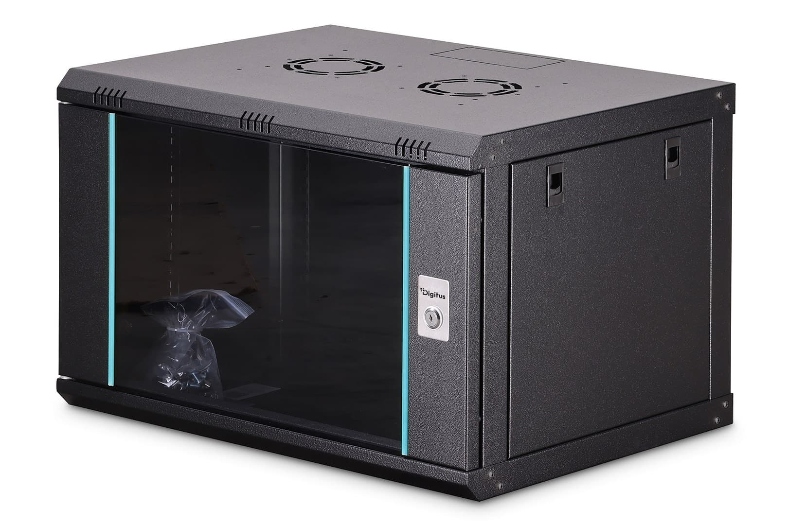 Szafa sieciowa wisząca Dynamic 19" 7U rack, 385x600x450mm, drzwi szyba, czarna, 60kg