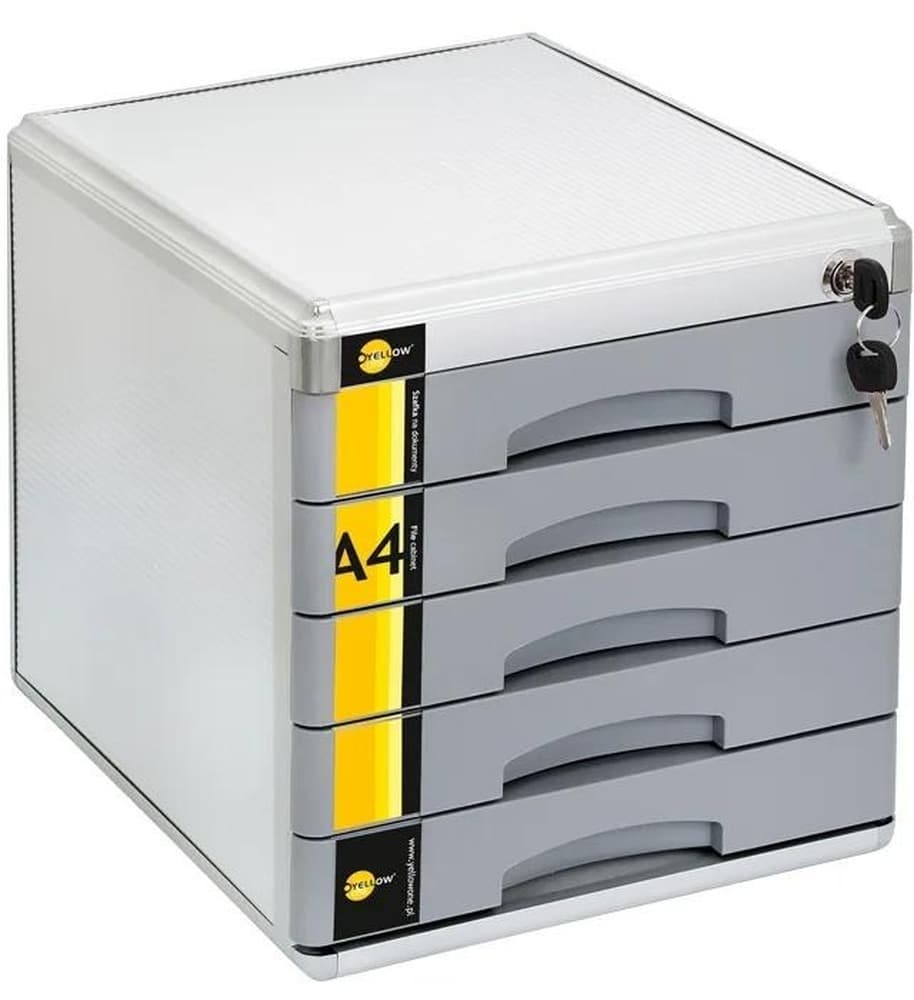 Szafka na dokumenty metalowa z 5 szufladami Yellow One