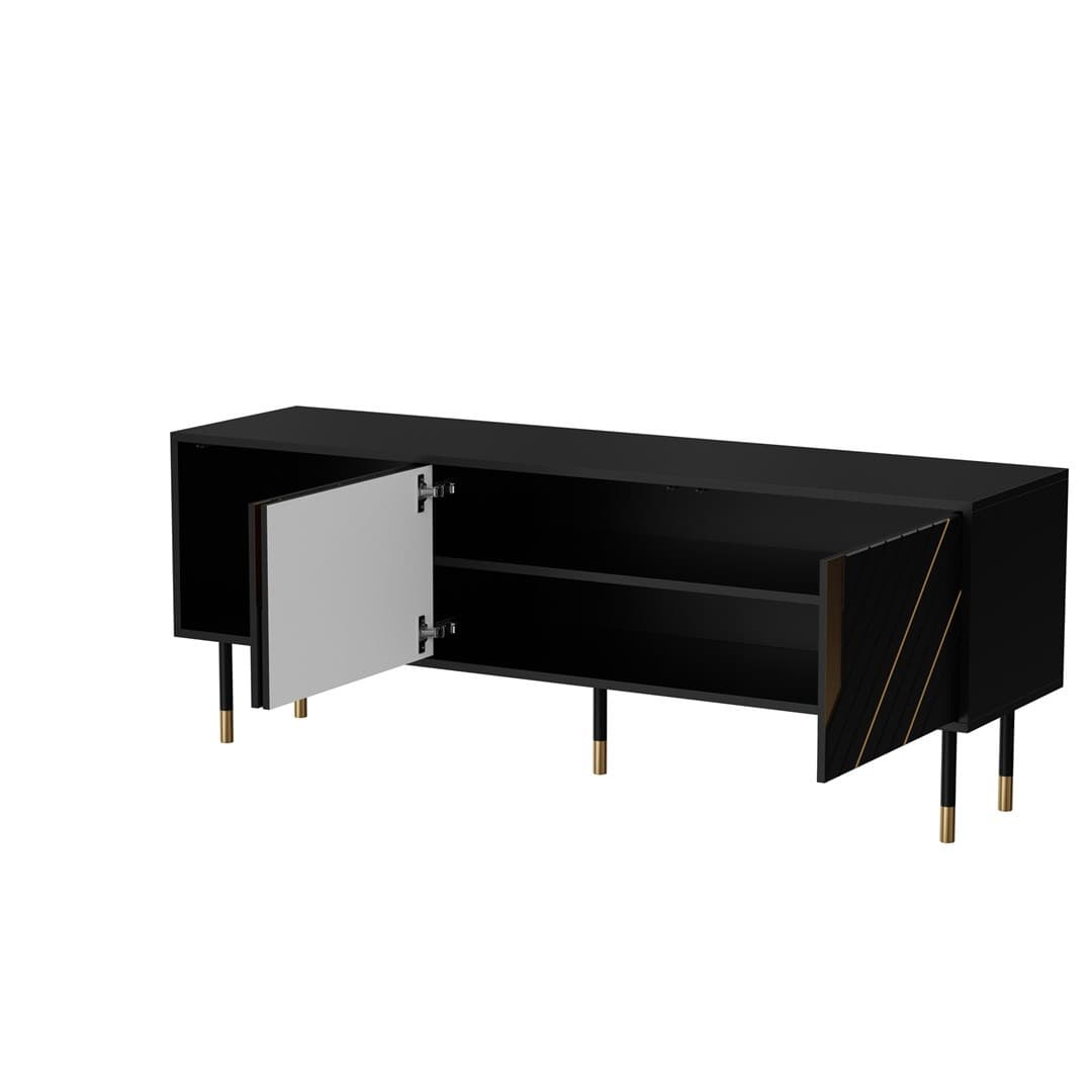 Szafka RTV MOUNTAIN 3D 154 x 40 x 55 cm czarno-złota