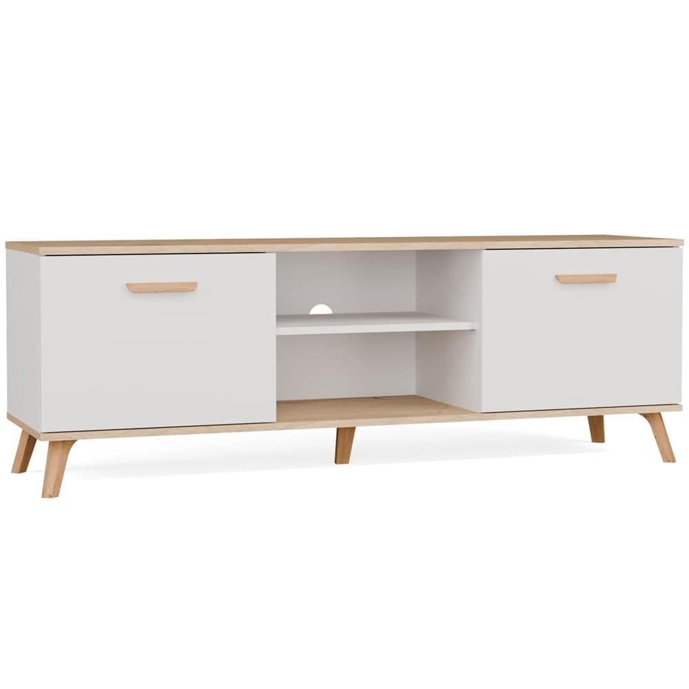 Szafka RTV Olympo 150 biały / dąb artisan 150 cm