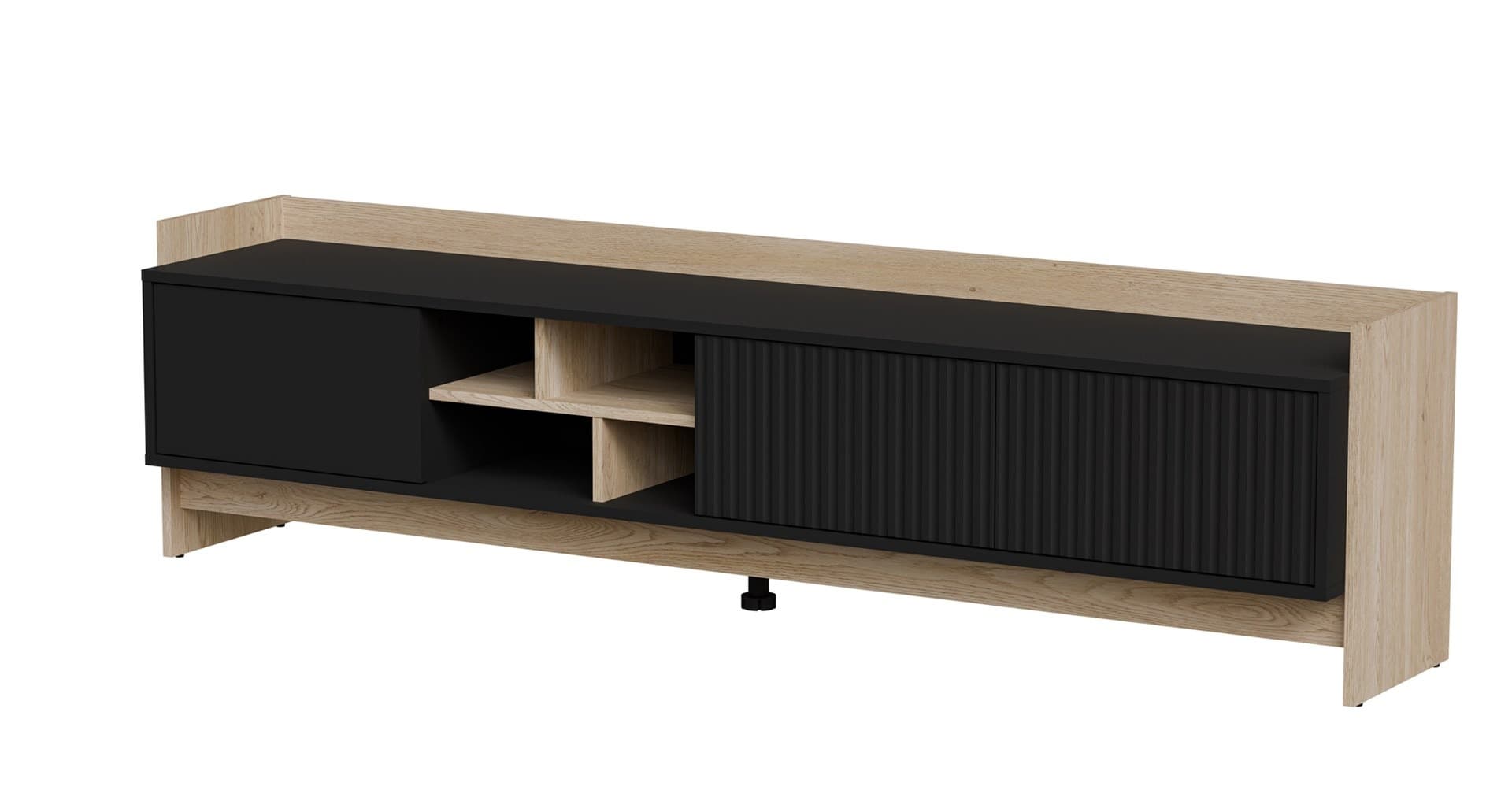 Szafka RTV trzydrzwiowa PORTO 190 x 38 x 50 cm dąb i czarny