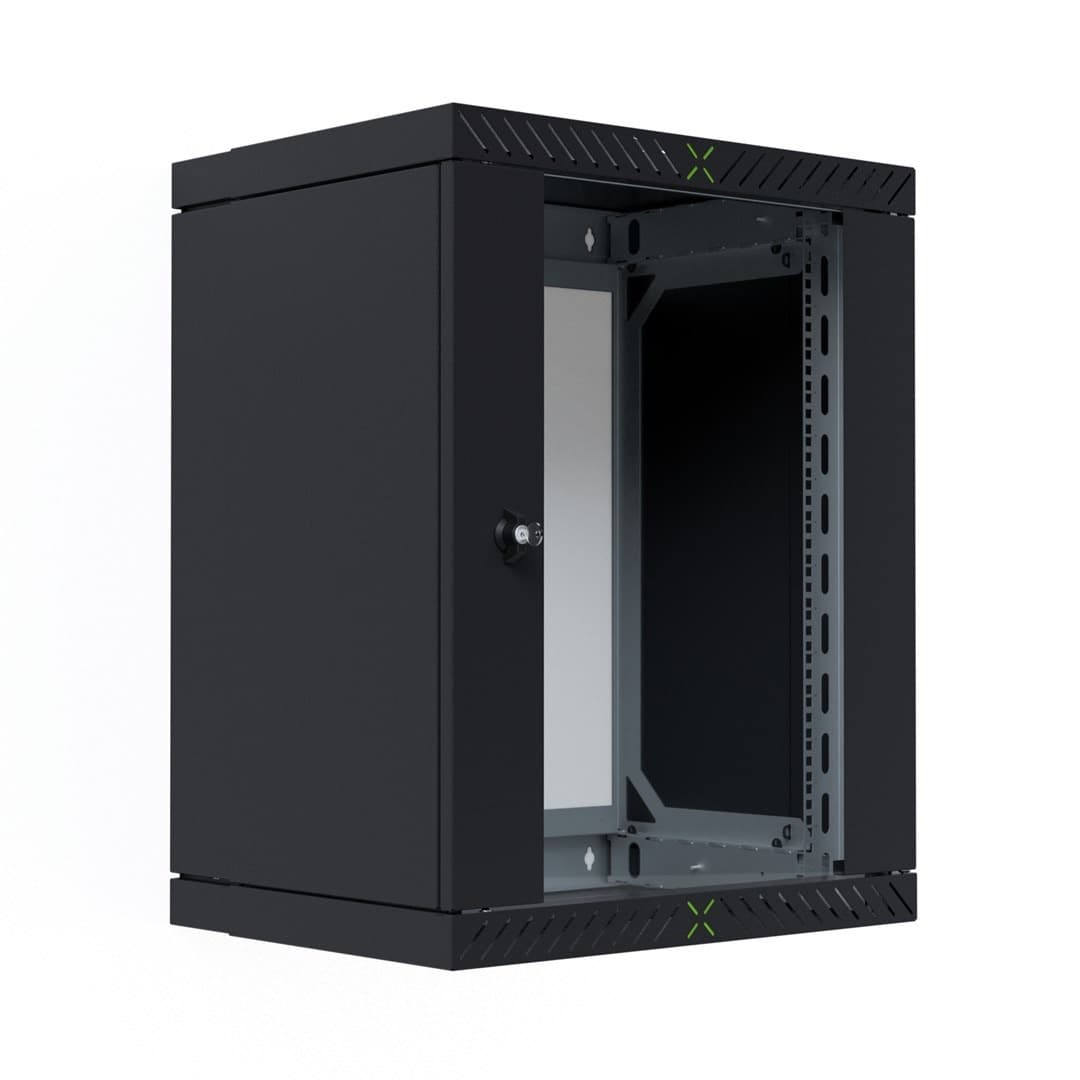 Szafka ścienna EFB 19" X-Rack z drzwiami szklanymi, 400-600mm, 15U, czarna