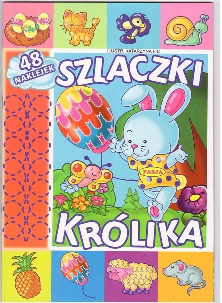 Szlaczki Królika Kolorowanka edukacyjna z naklejkami