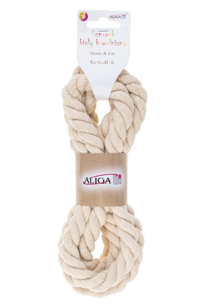 Sznurek bawełniany biały 15 mm x 2 m Aliga