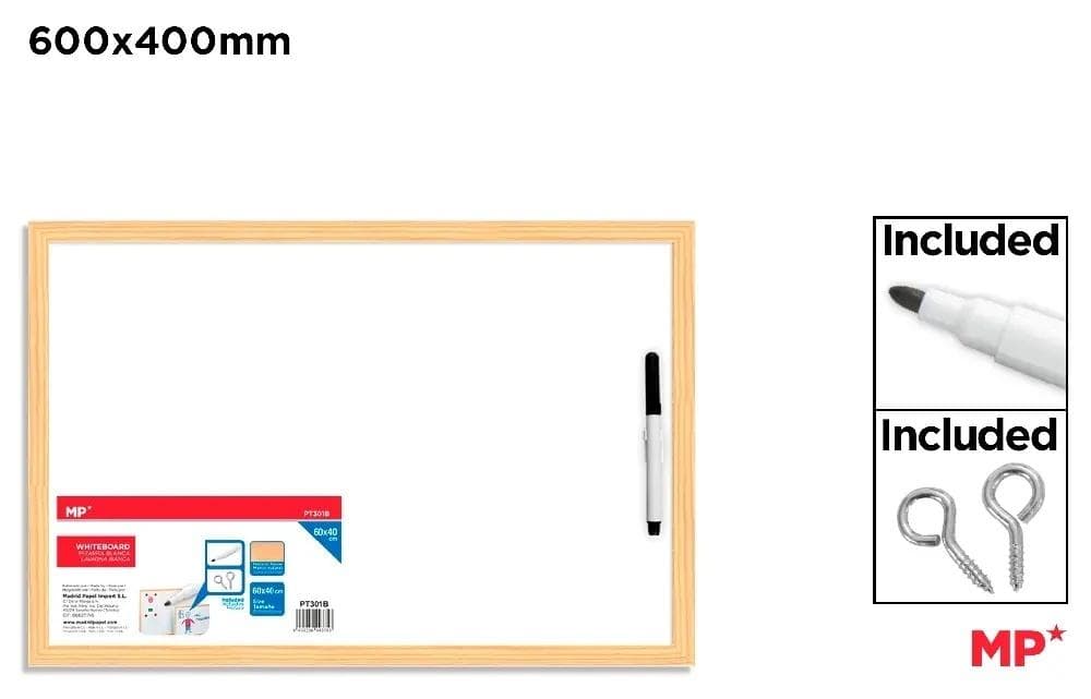 Tablica suchościeralna biała 40 x 60 cm z markerem