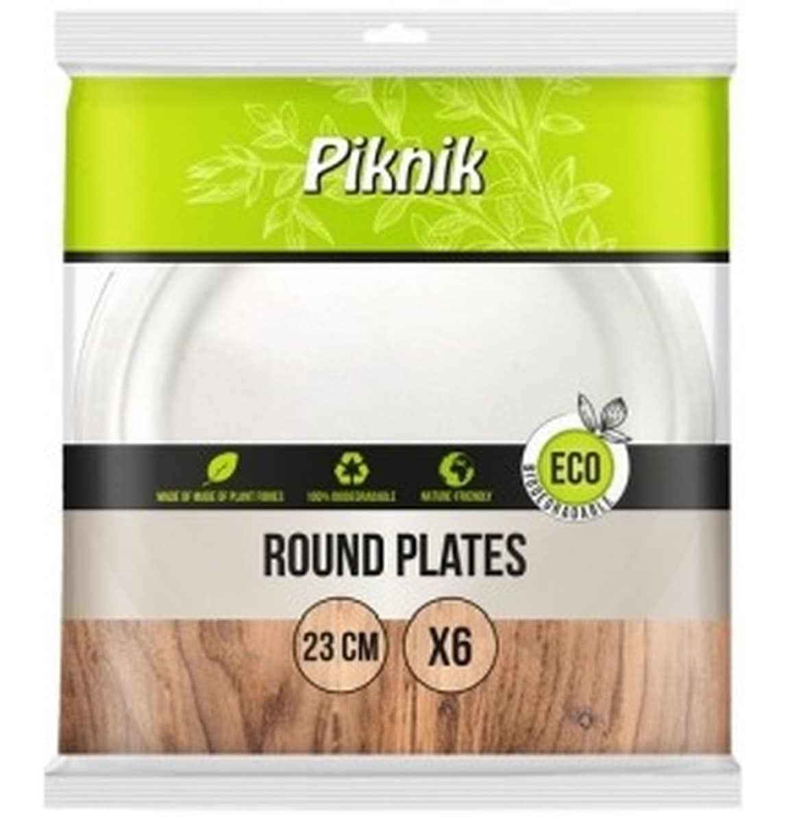Talerze piknikowe okrągłe z trzciny cukrowej 23 cm 6 sztuk