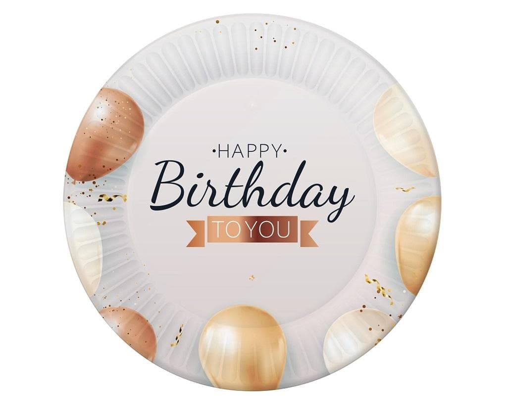 Talerzyki papierowe Happy Birthday 18 cm 6 sztuk