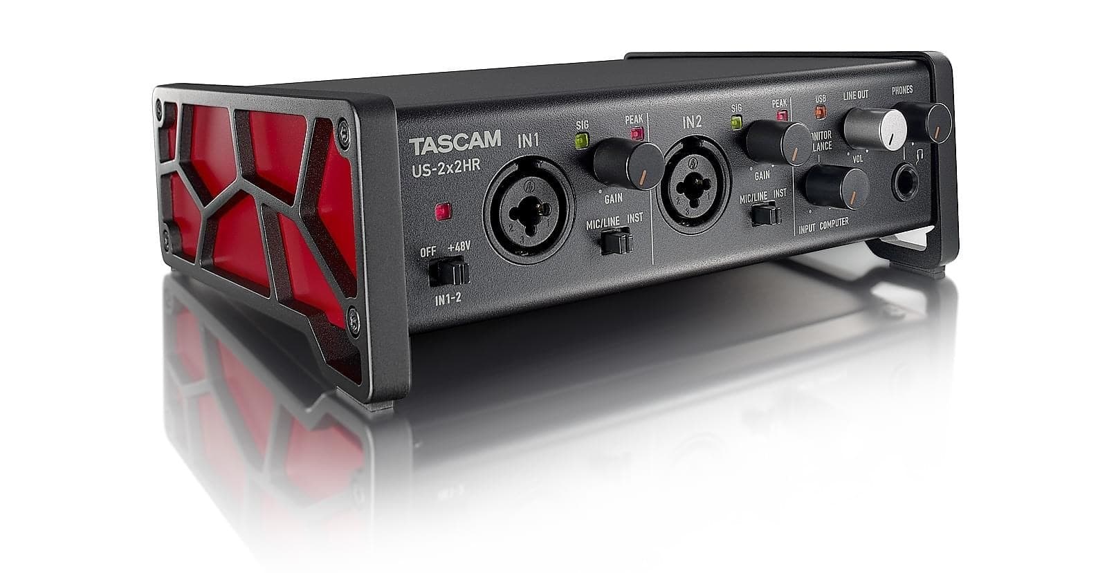 Tascam US-2x2HR - Interfejs audio/MIDI USB wysokiej rozdzielczości (2 wejścia, 2 wyjścia)