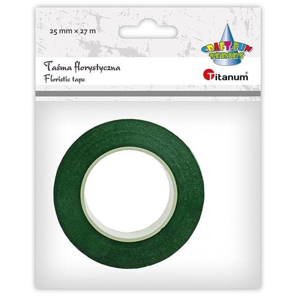 Taśma florystyczna ciemnozielona 25 mm x 27 m