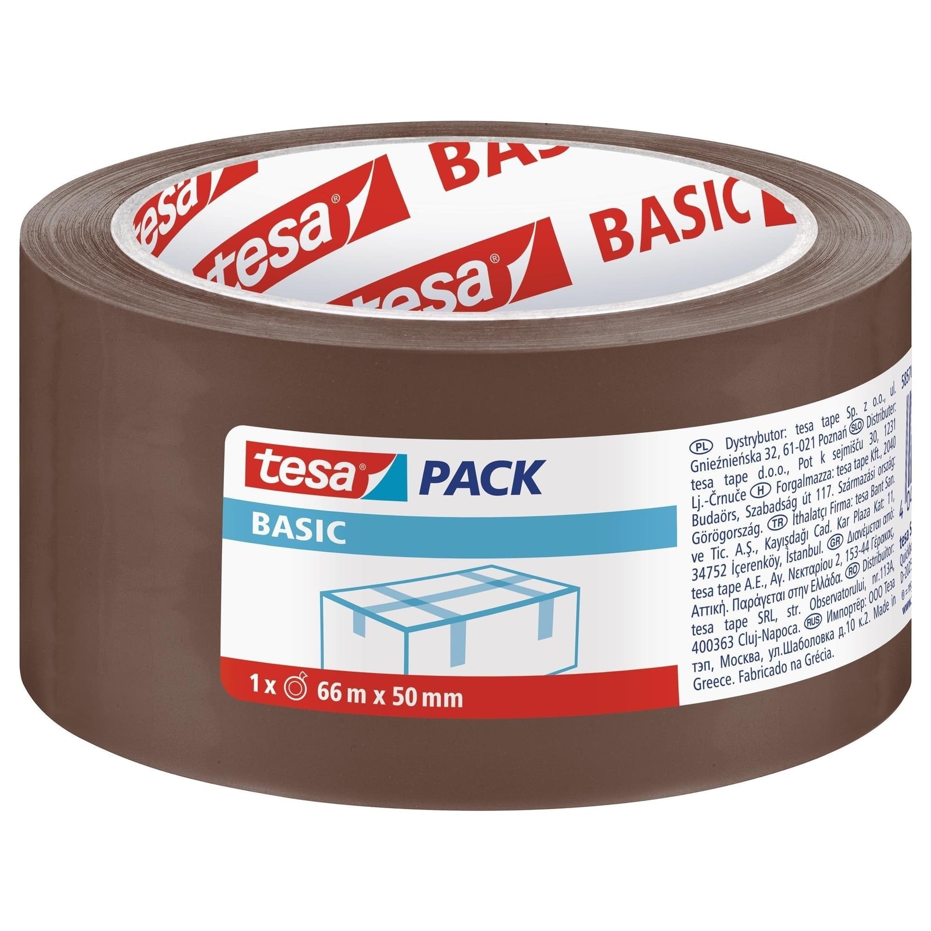 Taśma pakowa Tesapack Basic brązowa 66mx50mm