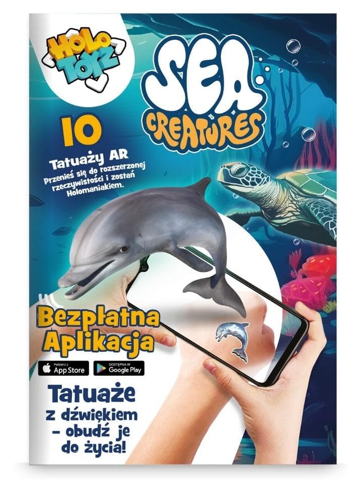 Tatuaże AR Sea Creatures HoloToyz 10 sztuk rozszerzona rzeczywistość dla dzieci