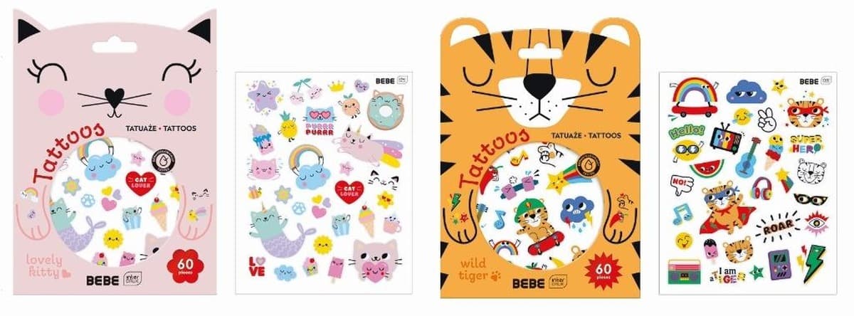 Tatuaże Mix Wzorów Bebe Friends, 60 sztuk