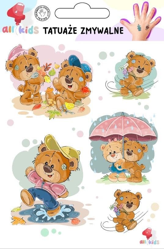All4Kids Tatuaże zmywalne dla dzieci Słodkie Misie bezpieczne