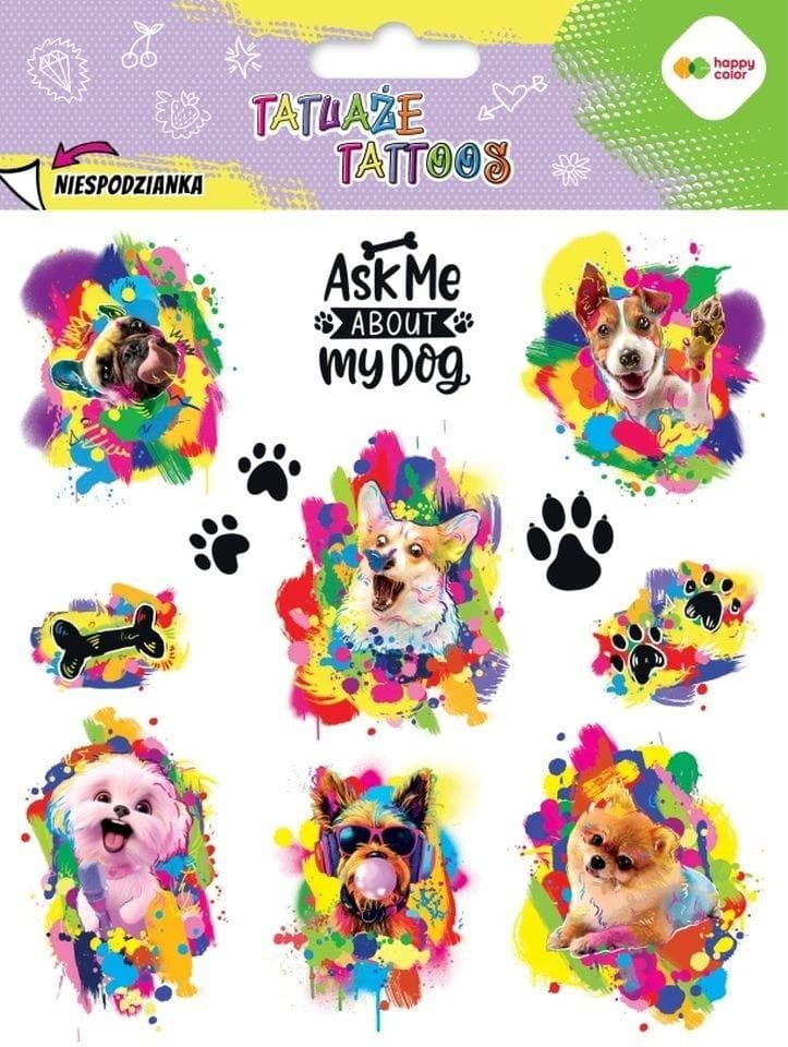 Tatuaże zmywalne Funny Dogs Happy Color