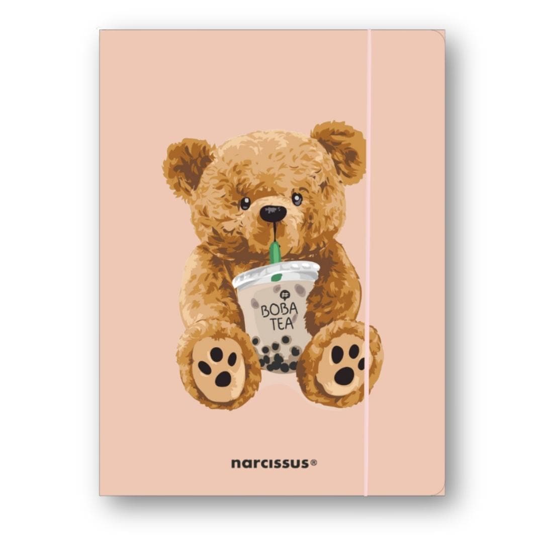 Teczka A4 z gumką Teddies Miś z herbatą bąbelkową