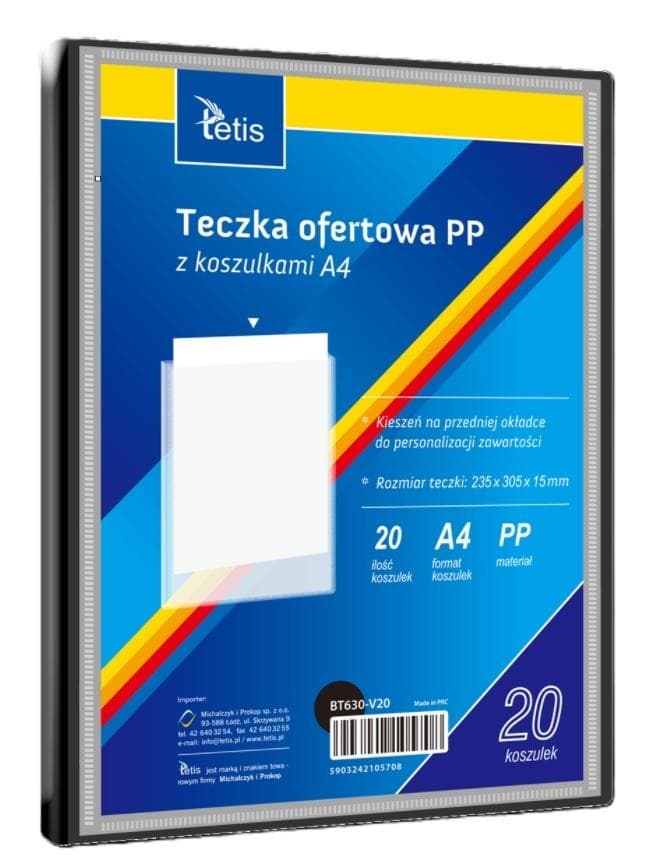 Teczka ofertowa A4 czarna z PP 20 koszulek