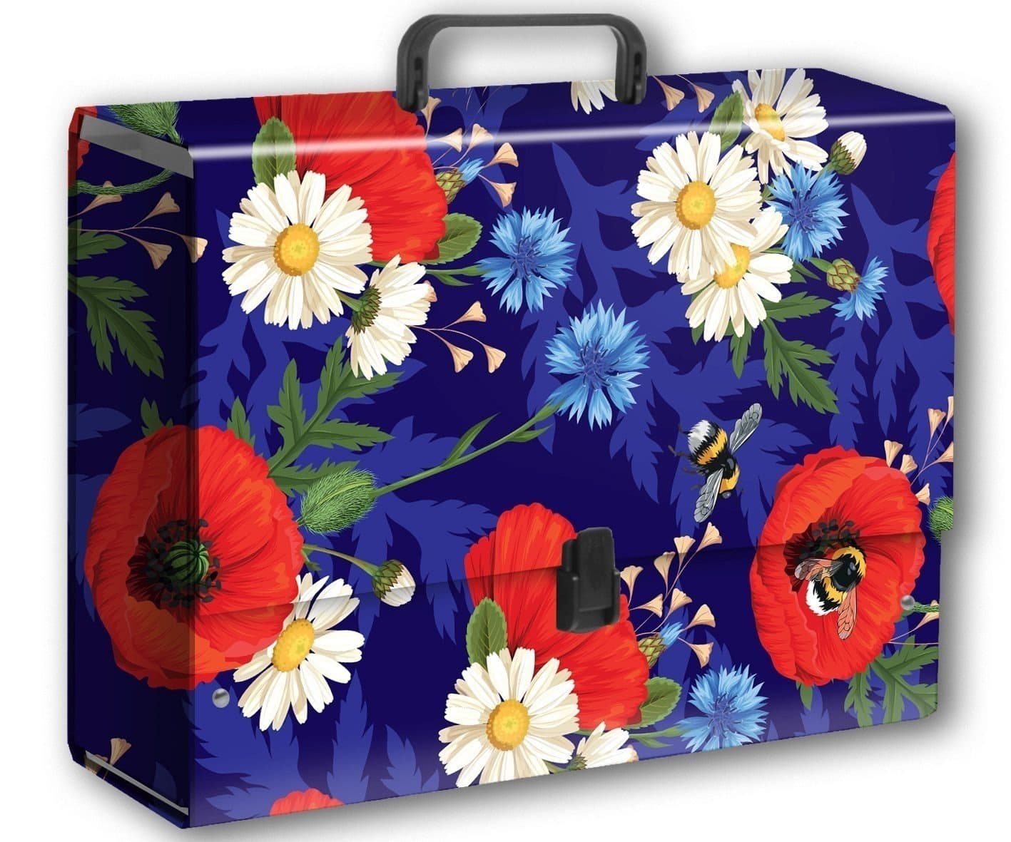 TECZKA Z RĄCZKĄ B4 JUMBO T 0127 KWIATY POLSKIE MAKI W ZIELENI FOLIA MAT NIERYSUJĄCA