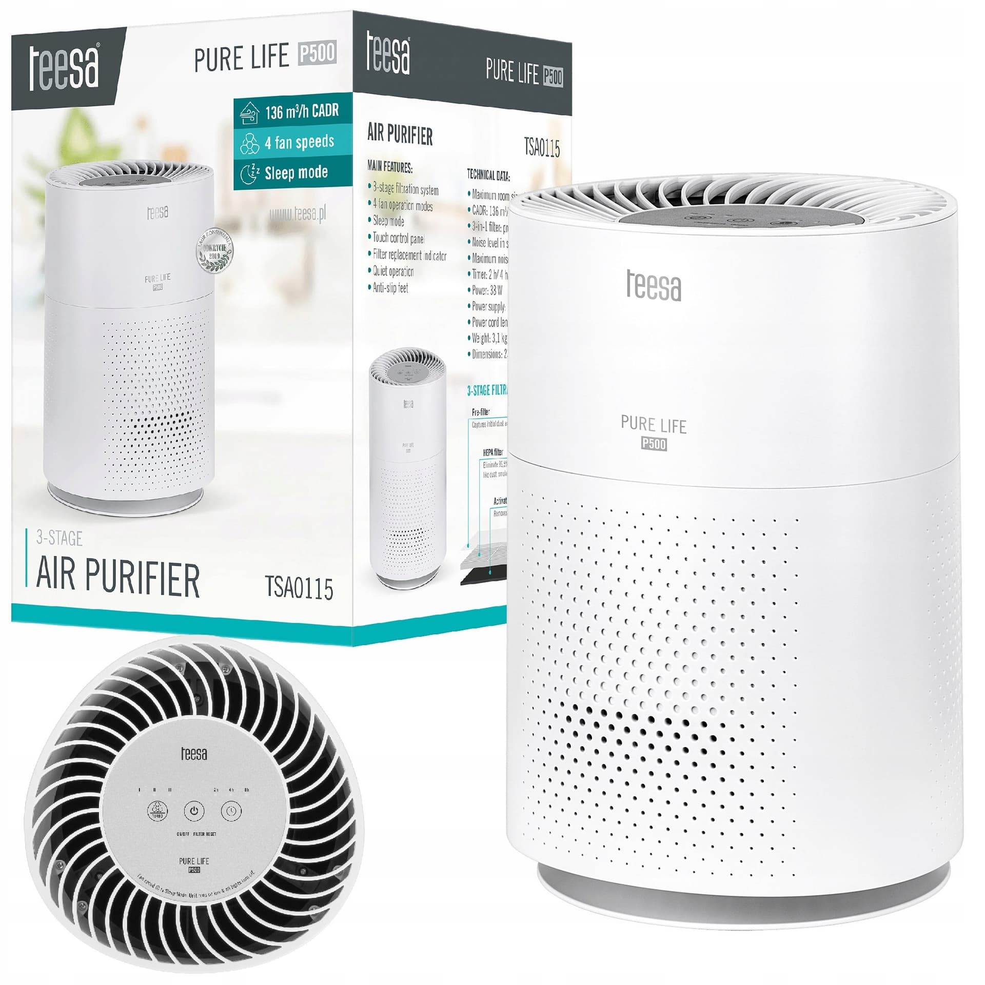 TEESA OCZYSZCZACZ POWIETRZA PURE LIFE P500