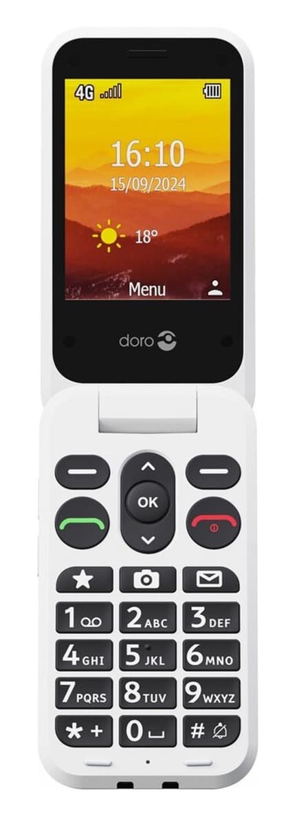 Telefon komórkowy Doro Leva L30 4G z dużymi przyciskami, czerwono-biały