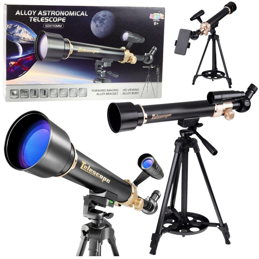 Teleskop astronomiczny aluminiowy 50x115mm 30x/60x ze statywem 1.35m
