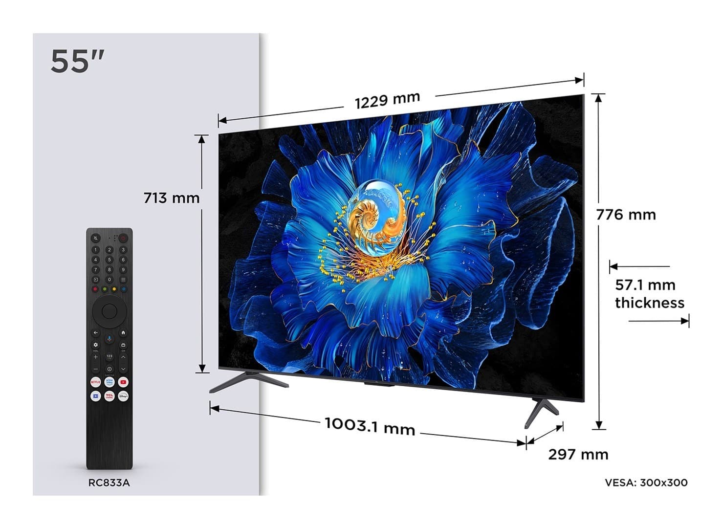 Telewizor 55 cali QD-Mini LED 4K TCL 55C69KS Smart Google TV