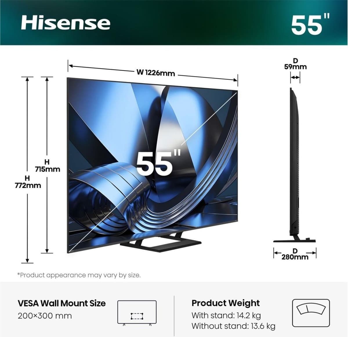 Telewizor Hisense 55U7SE 55 cali 4K UHD Smart TV