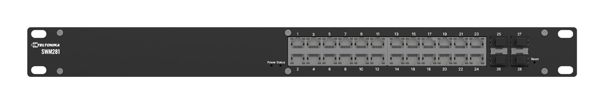 Teltonika SWM281 Zarządzany L2+ Gigabit Ethernet Switch, 24x10/100/1000 Mbps, 4xSFP, Czarny
