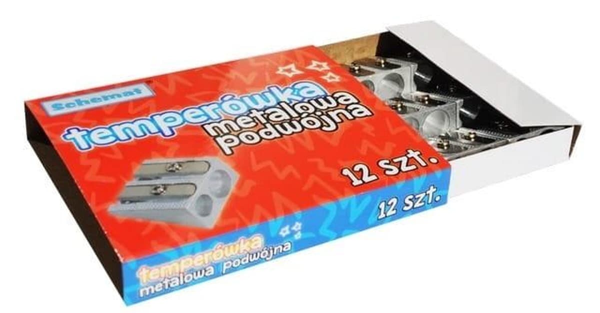 Temperówka podwójna metalowa do kredek 12 sztuk