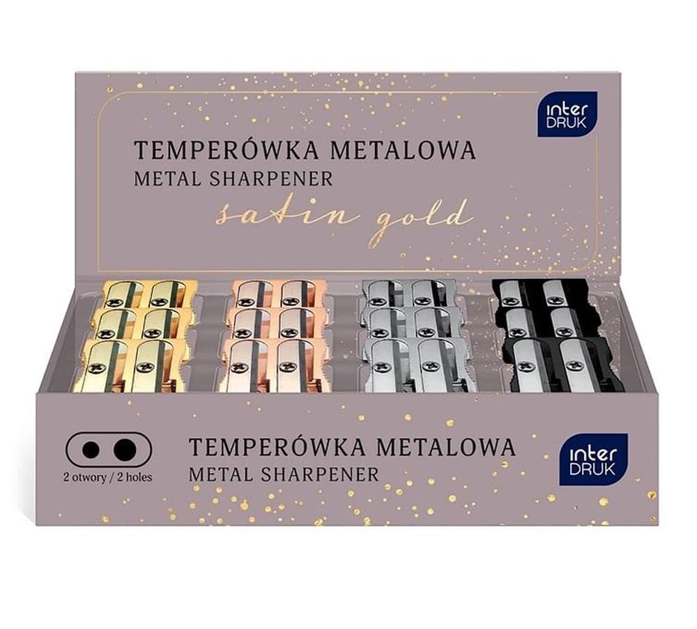 Temperówka podwójna metalowa Satin Gold 24 sztuki