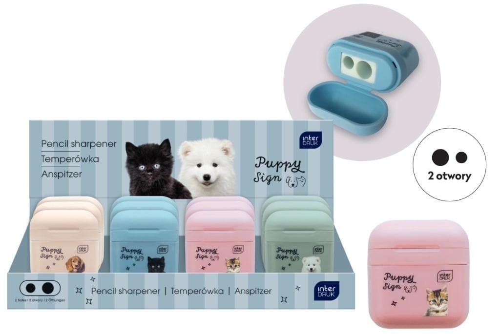 Temperówka podwójna z pojemnikiem Puppy Sign 12 sztuk