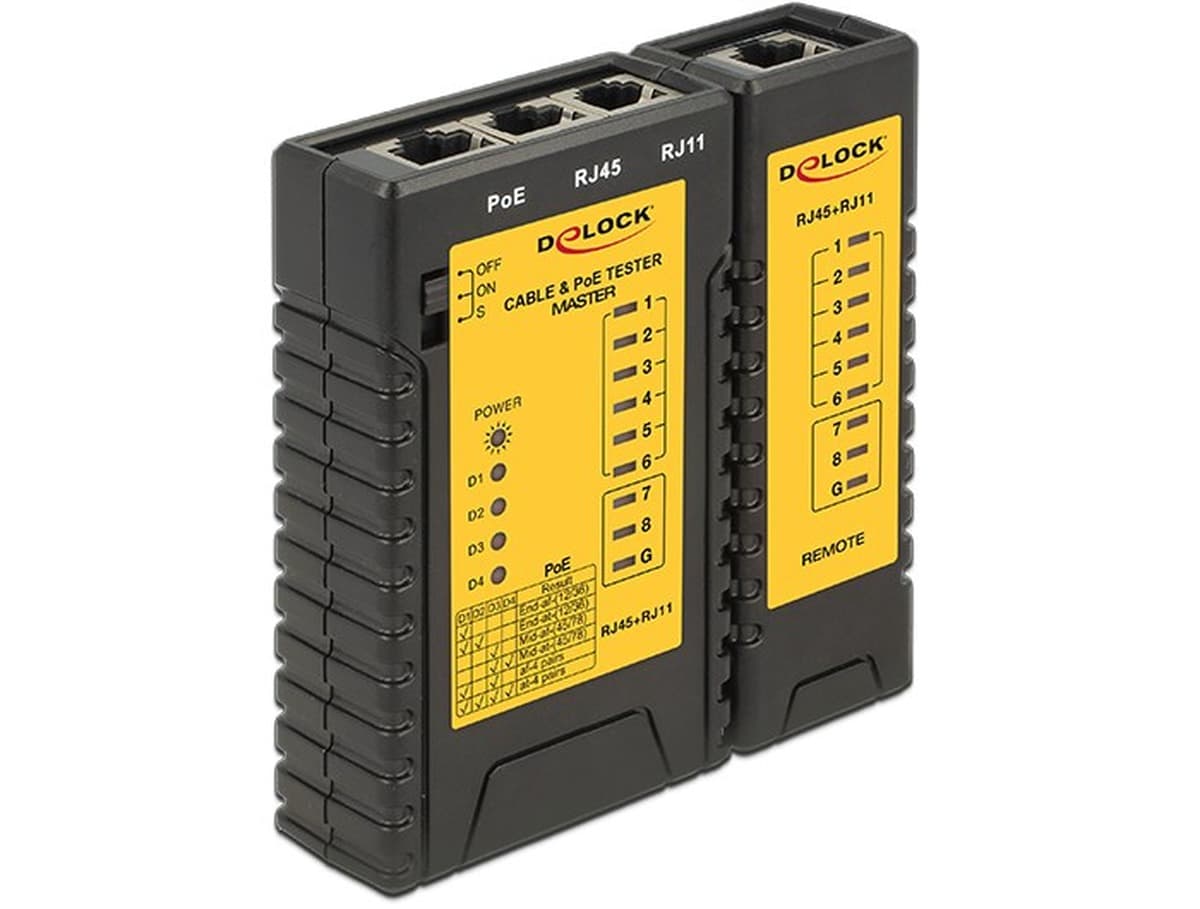 Tester kabli sieciowych DeLOCK RJ-12 RJ-45 Czarny