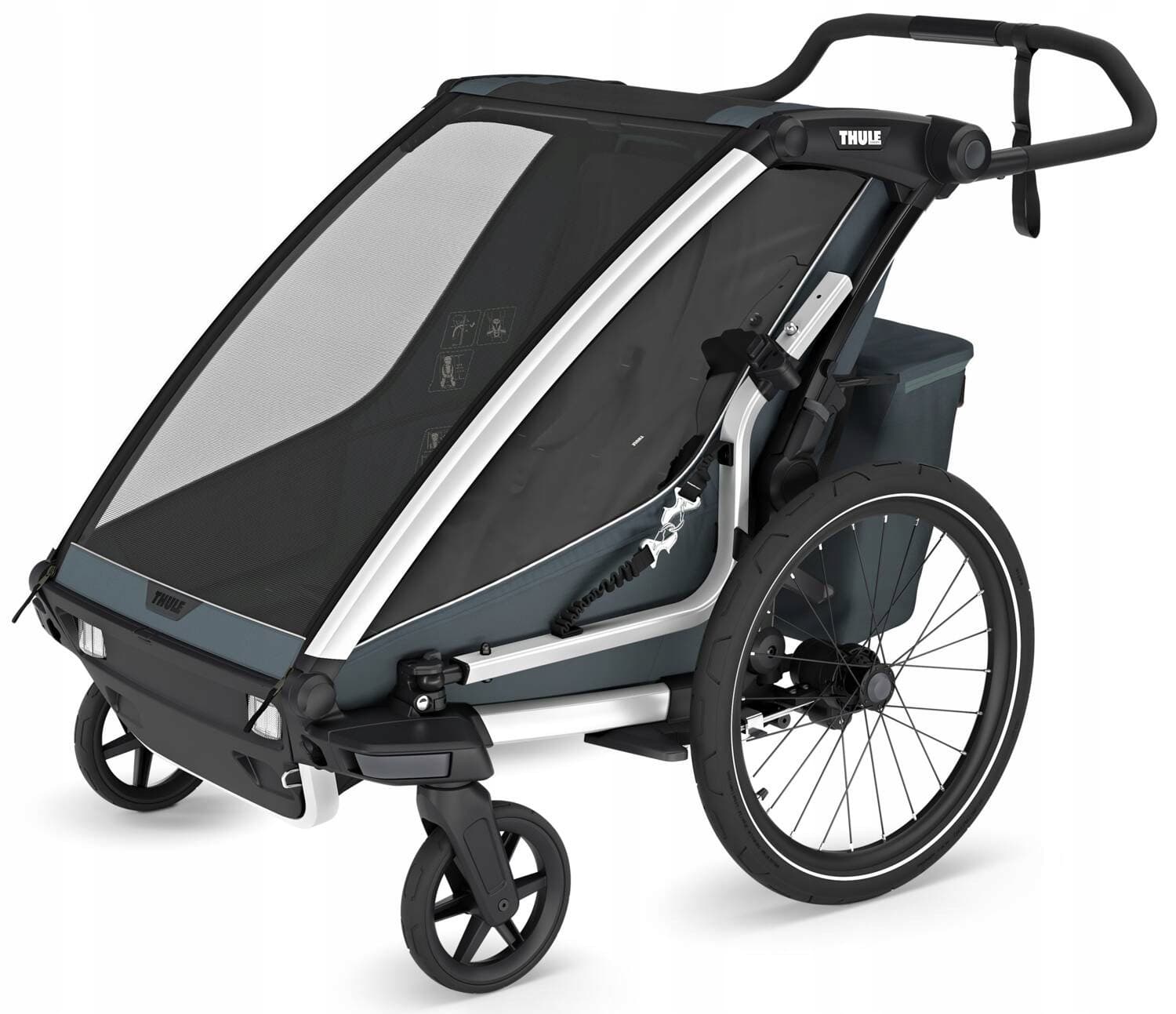 Thule Chariot Cross 2 Double - przyczepka rowerowa dla dwójki dzieci, dark slate