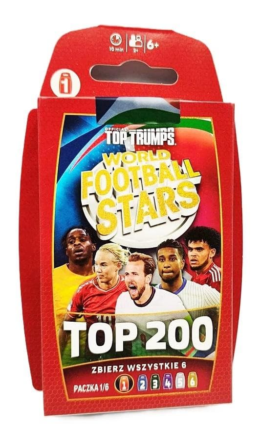 Top Trumps World Football Stars TOP 200 - karty kolekcjonerskie 145x145 mm