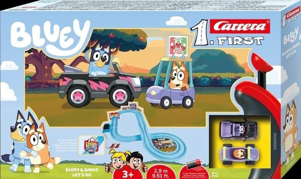 Tor wyścigowy Carrera FIRST Bluey & Bingo Let's Go 2,9 m dla dzieci od 3 lat