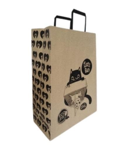 Torebka papierowa Kraft wzór kot i mysz XXL