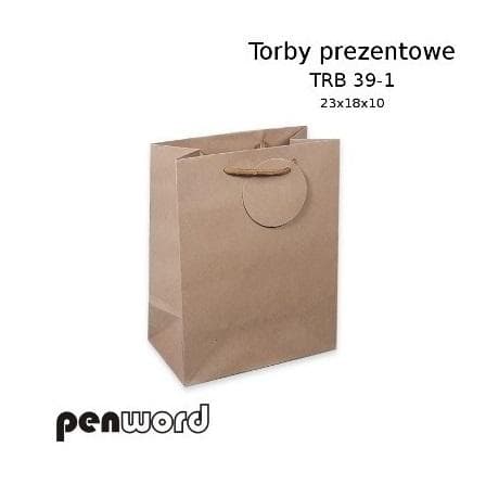 Torebka prezentowa Kraftowa o wymiarach 23 x 18 x 10 cm