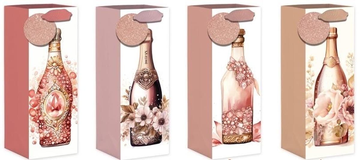 Torebka prezentowa na butelkę mix wzorów 12 x 35 x