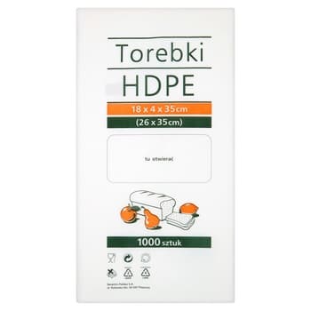 Torebki HDPE spożywcze 18 x 4 x 35 cm 1000 szt.