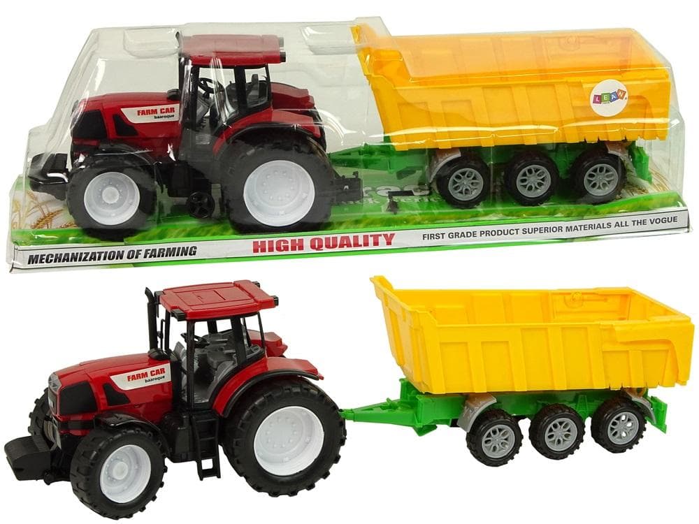 Traktor z wywrotką Leantoys 50 cm czerwony żółty
