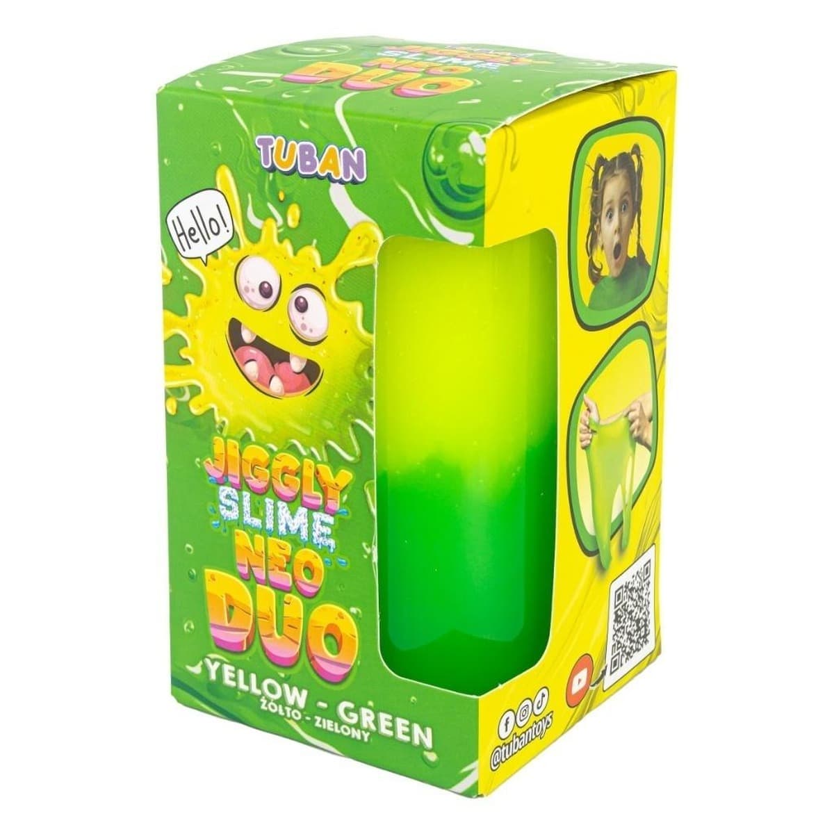TUBAN Jiggly Slime Neo Duo Dwukolorowy Żółto-Zielony 430 g - Masa plastyczna