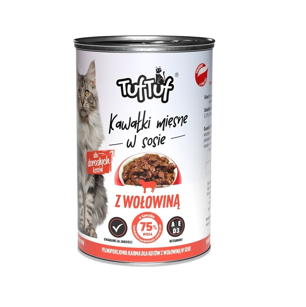 Tuf Tuf Kawałki mięsne z wołowiną dla kota 415 g